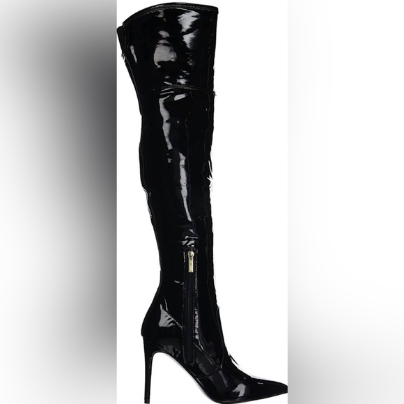 GUESS Women's Bowey Stiletto Patent Stretch Over-the-Knee Boots New - Picture 2 of 5